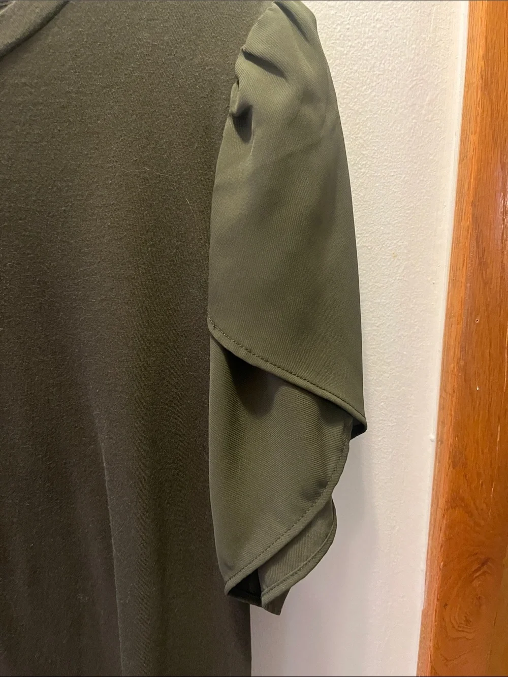 Michael Kors Dark Olive Layered Puff Sleeve Blouse